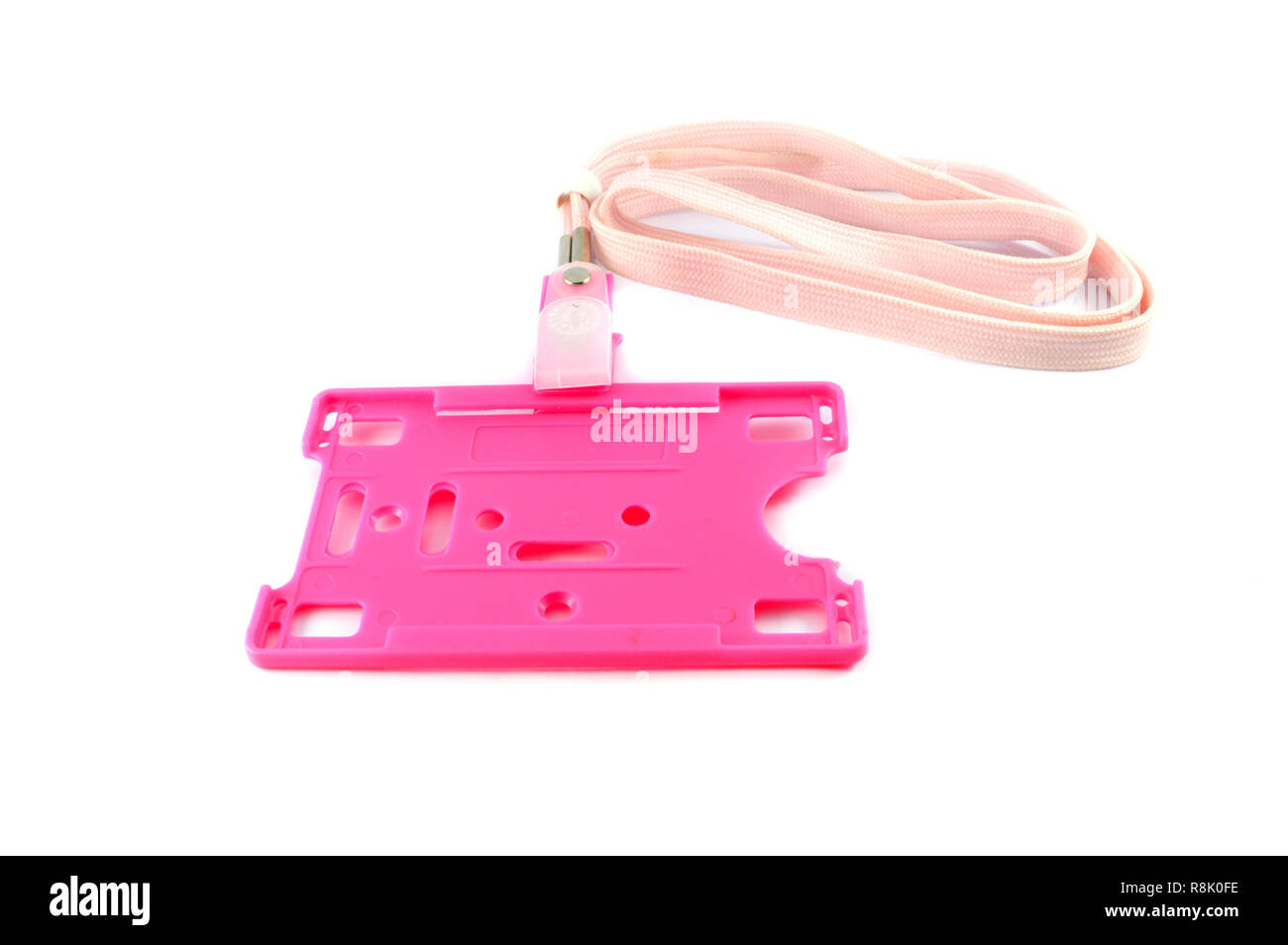 Badge di plastica telaio rosa nome identità card / set di cordino e badge Foto Stock