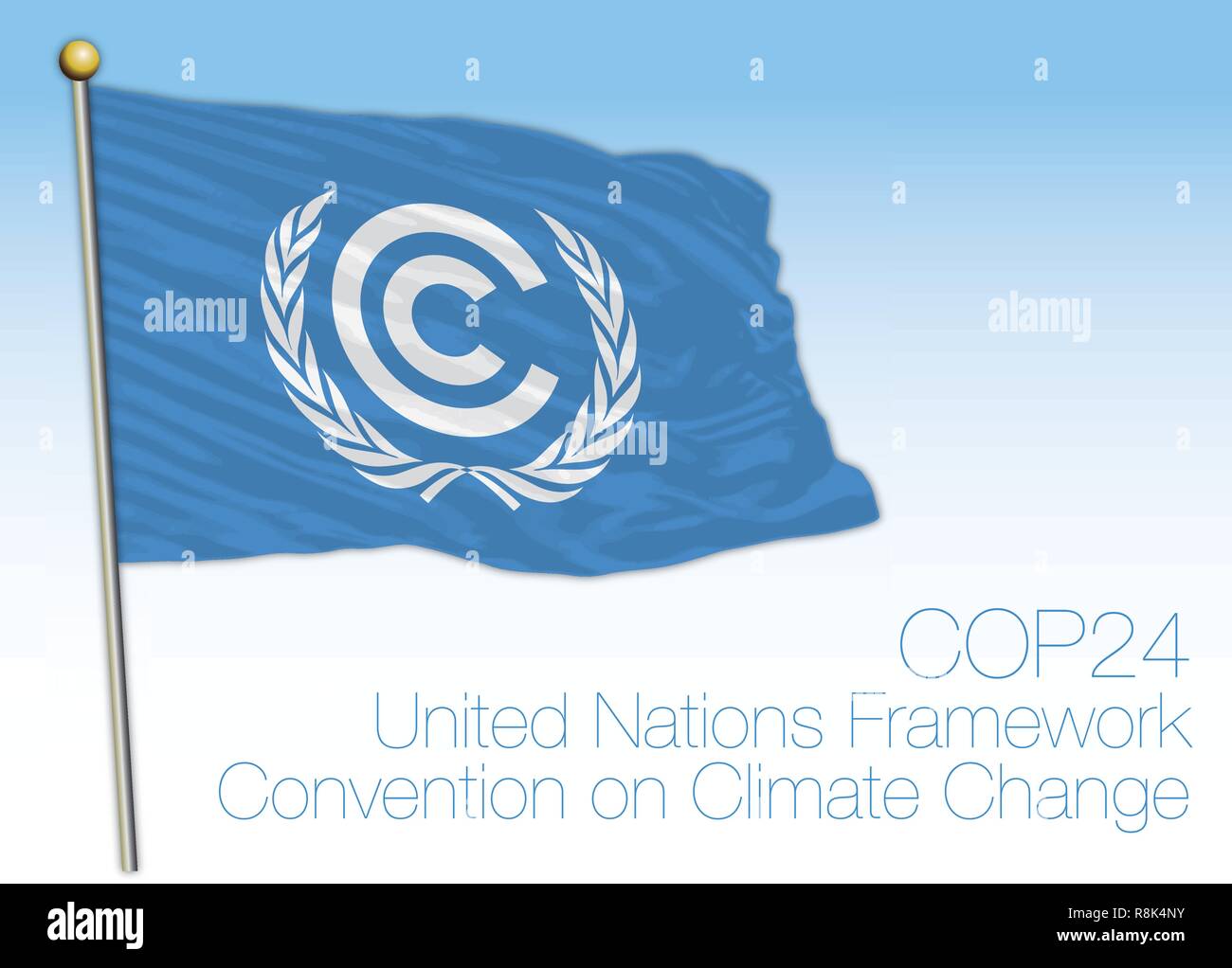 Conferenza delle Nazioni Unite sul cambiamento climatico e l'organizzazione bandiera, illustrazione vettoriale Illustrazione Vettoriale