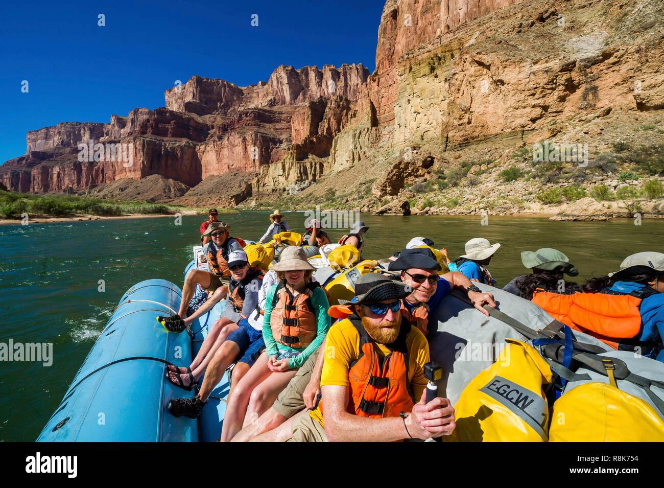 Stati Uniti, Arizona, il Parco Nazionale del Grand Canyon, rafting lungo il fiume Colorado tra Lee traghetto vicino a pagina e Ranch Phantom Foto Stock