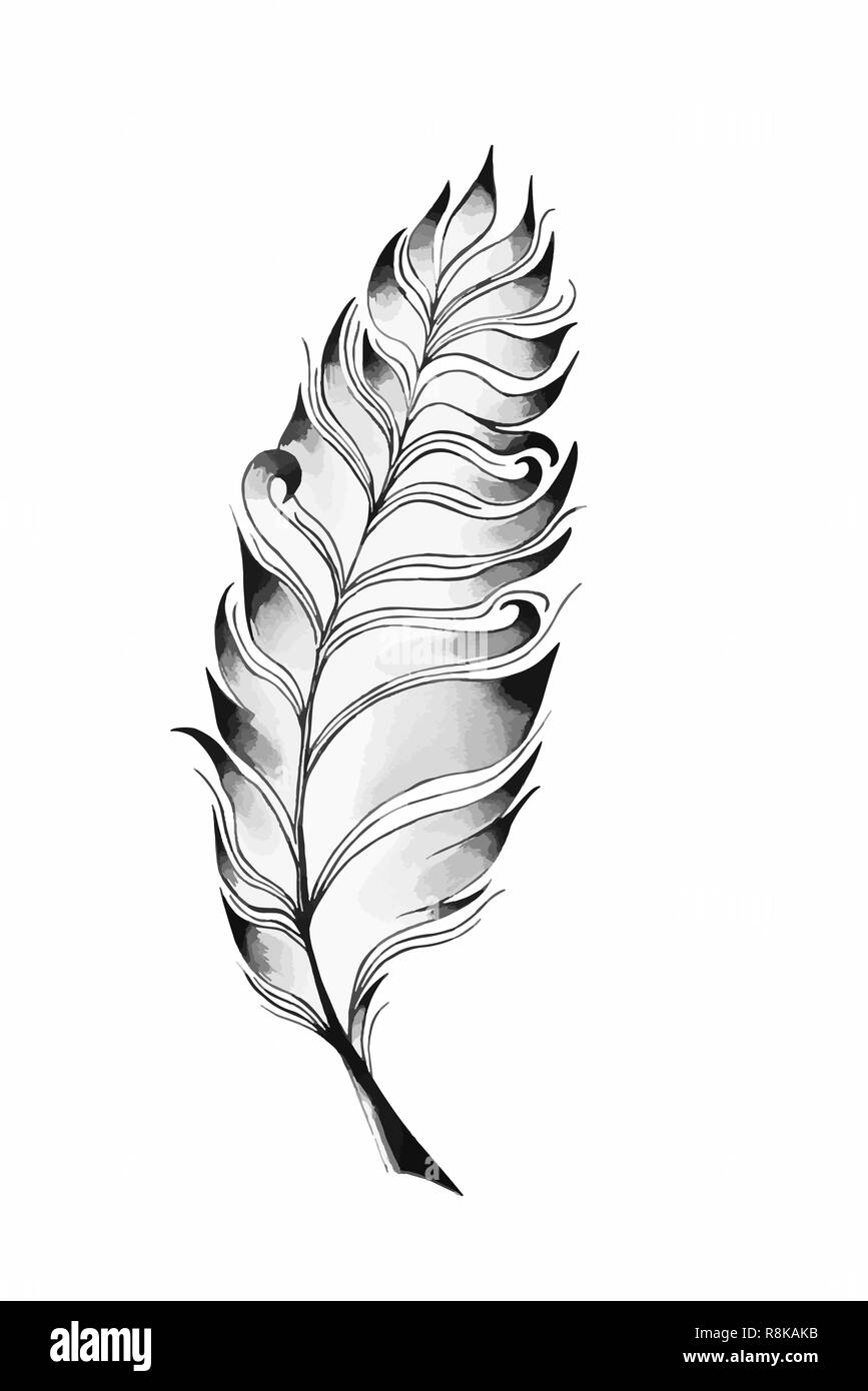 Una illustrazione di un vecchio quill e inchiostro. Giù il cappello e inchiostro. Un immagine retrò di una scrittura con icona del cappello. Foto Stock