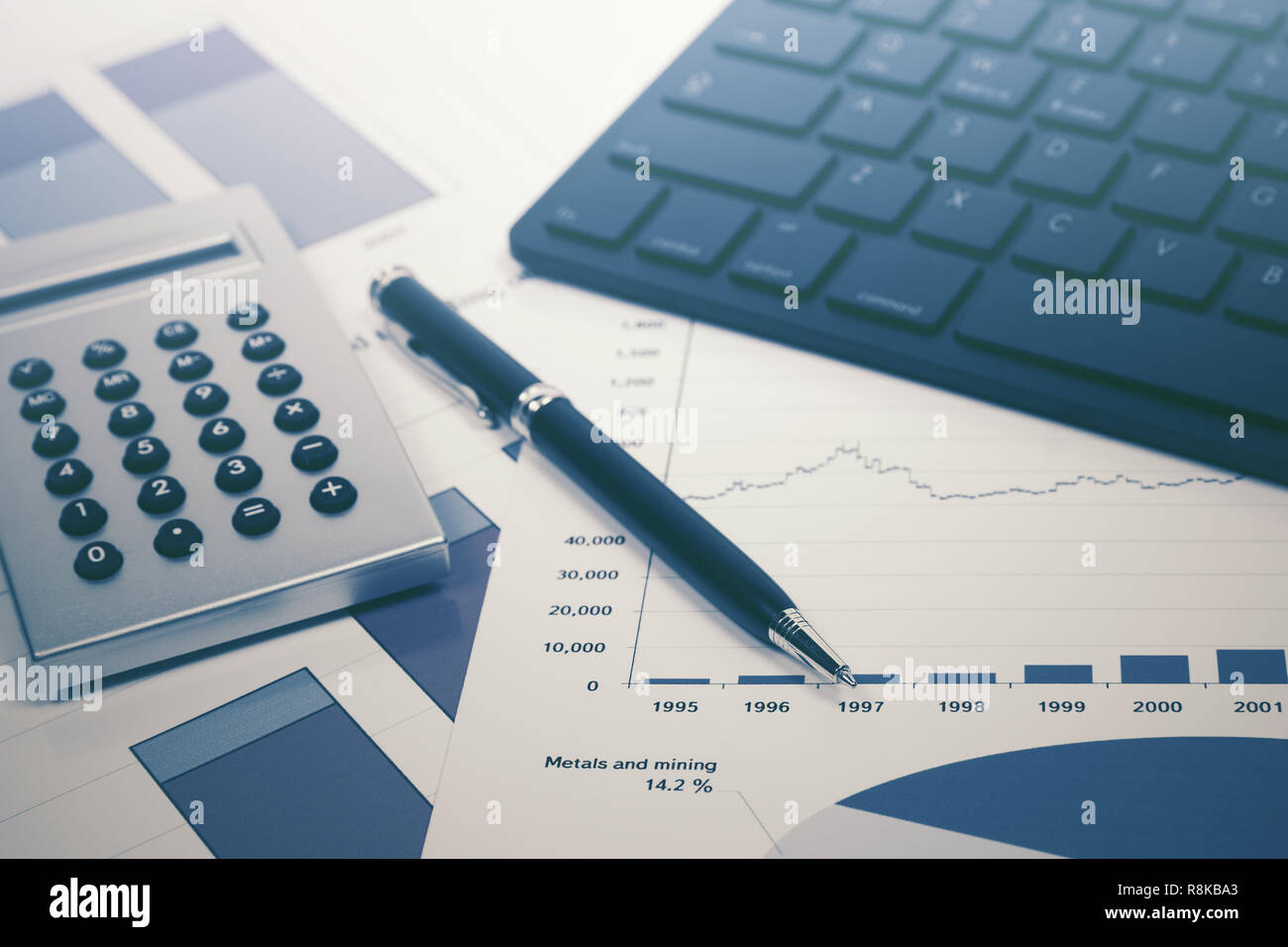 La contabilità finanziaria del mercato azionario analisi grafici Foto Stock