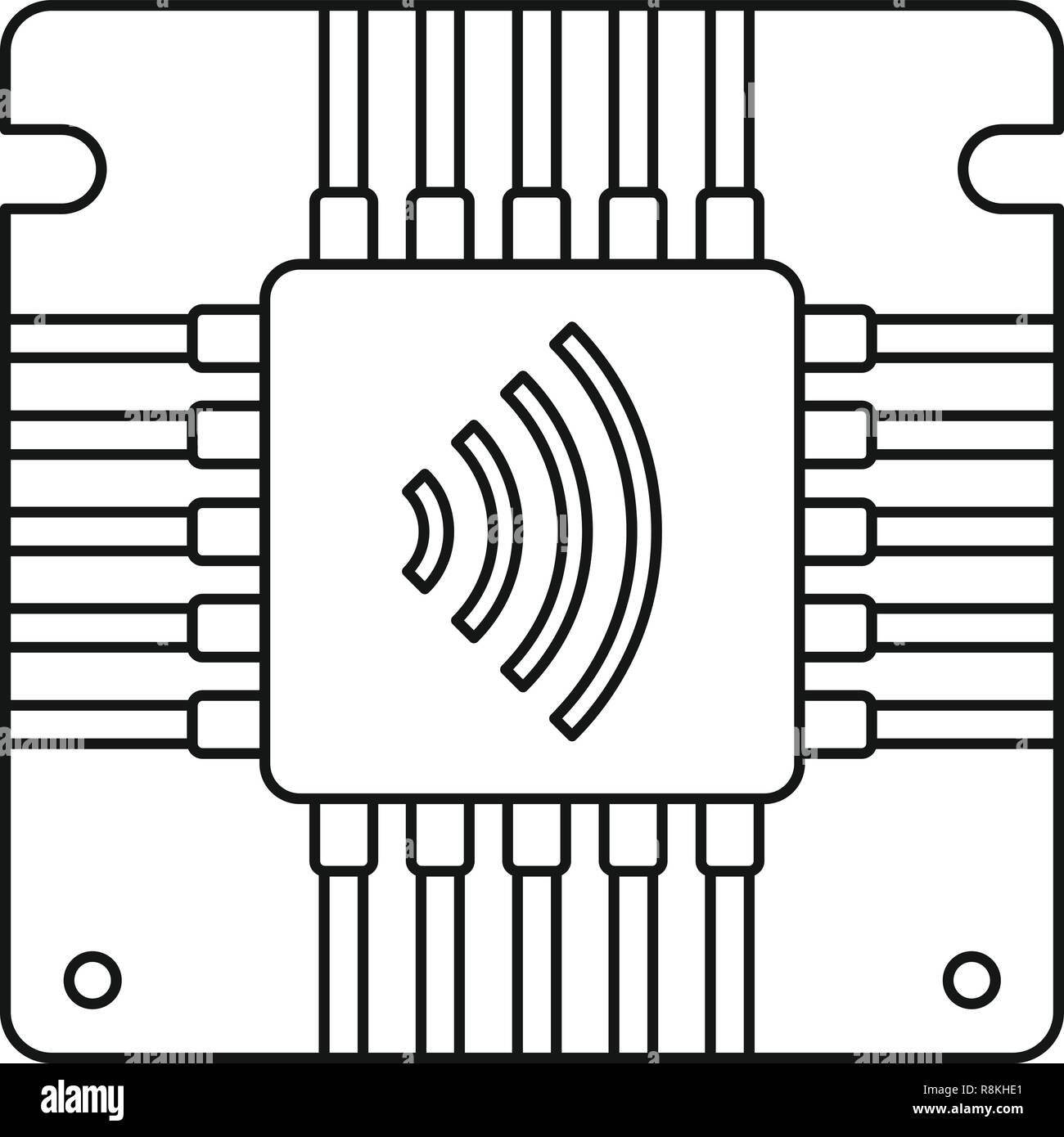 Chip Nfc icona. Schema nfc chip icona vettore per il web design isolato su sfondo bianco Illustrazione Vettoriale