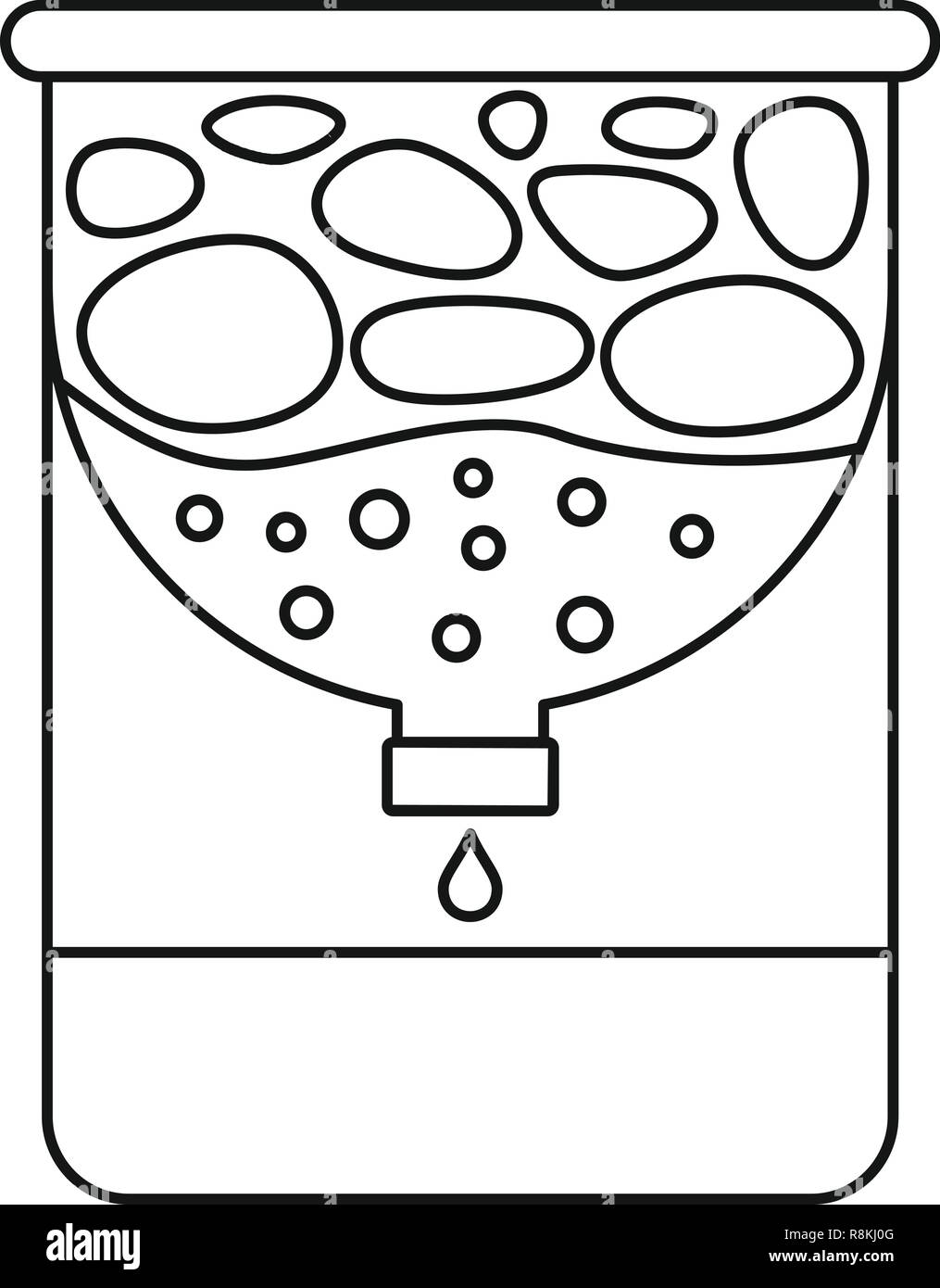 Purificazione dell'acqua e la relativa icona. Schema di purificazione di acqua icona vettoriali per il web design isolato su sfondo bianco Illustrazione Vettoriale