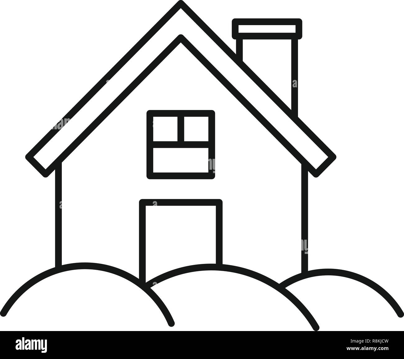 Legno di montagna l'icona a forma di casa. Profilo di montagna casa in legno icona vettoriali per il web design isolato su sfondo bianco Illustrazione Vettoriale