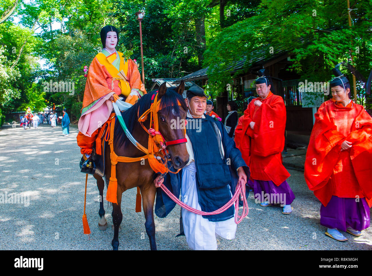 Partecipanti ad Aoi Matsuri a Kyoto, Giappone Foto Stock