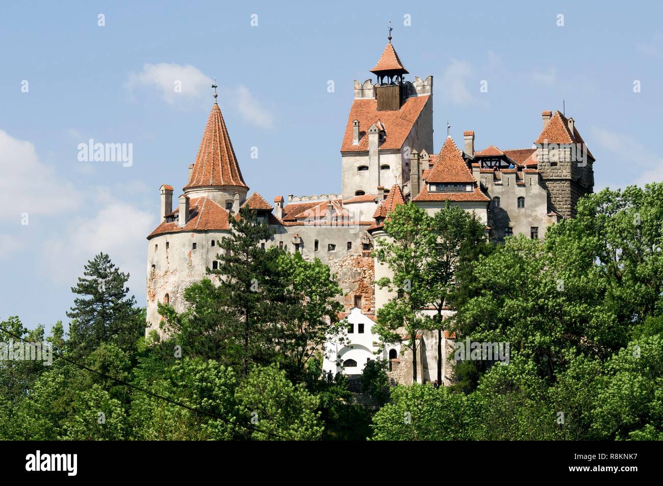 La Romania, Transilvania, regione Brasov, crusca, Castello di Bran del XIII secolo associato con Vlad III l'Impalatore e il carattere Dracula Foto Stock