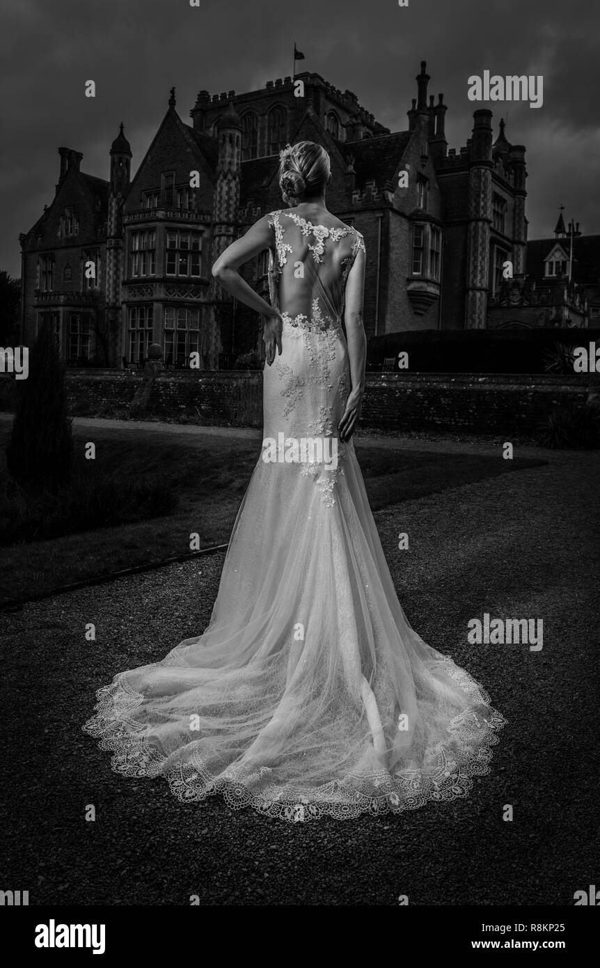 Sposa dalla parte posteriore in mono e meditabondo impostazione Foto Stock Sposa dalla parte posteriore in mono e meditabondo impostazione Foto Stock