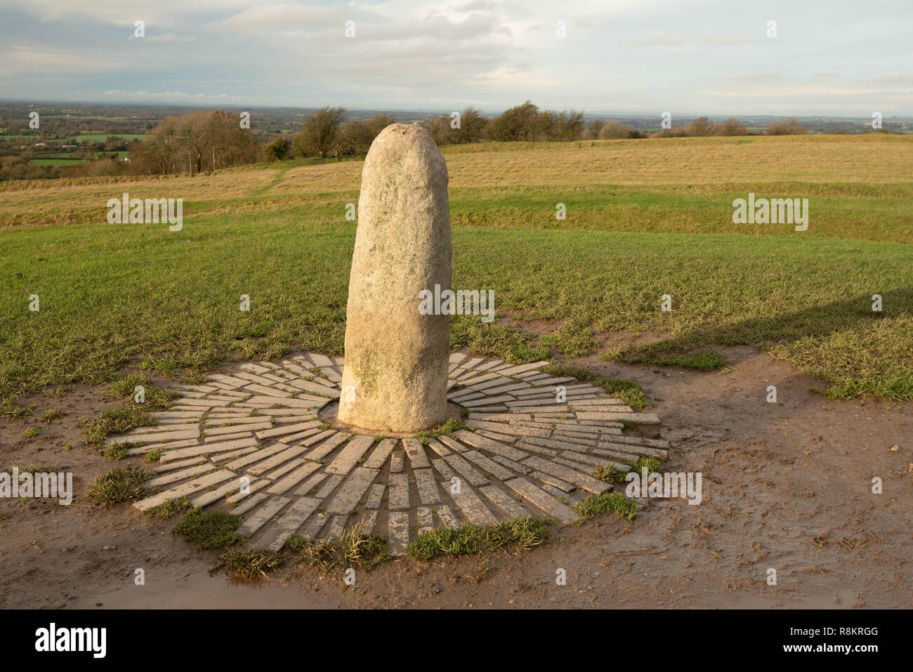 La pietra del Destino a Collina di Tara in Irlanda Foto Stock