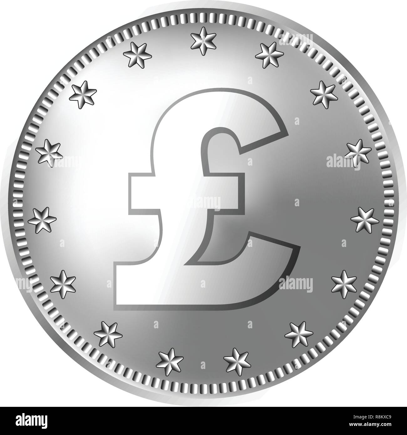 Argento Gran Bretagna sterlina moneta, Inghilterra denaro. Illustrazione Vettoriale