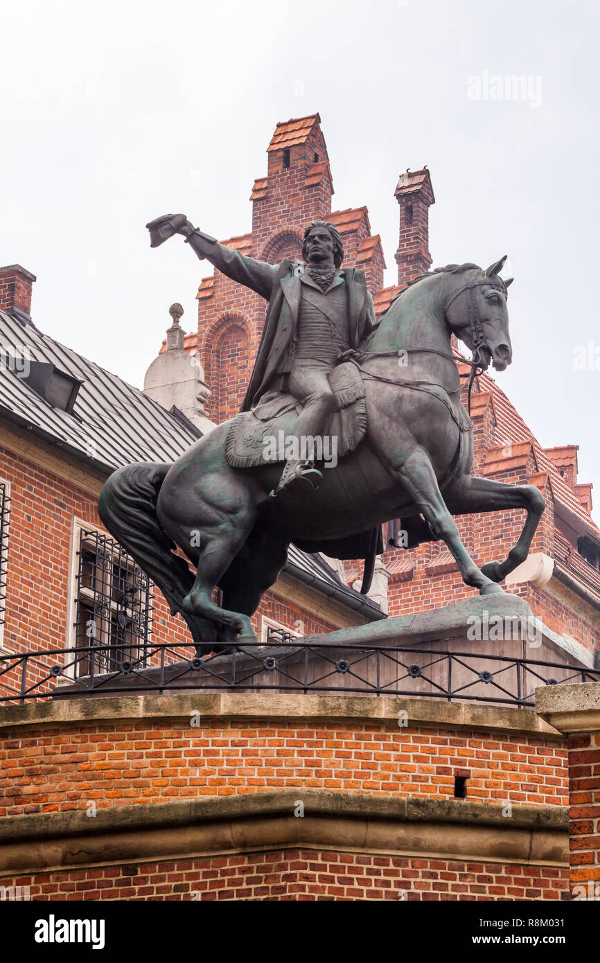 Tadeusz Kosciuszko statua, il castello di Wawel, Cracovia Foto Stock