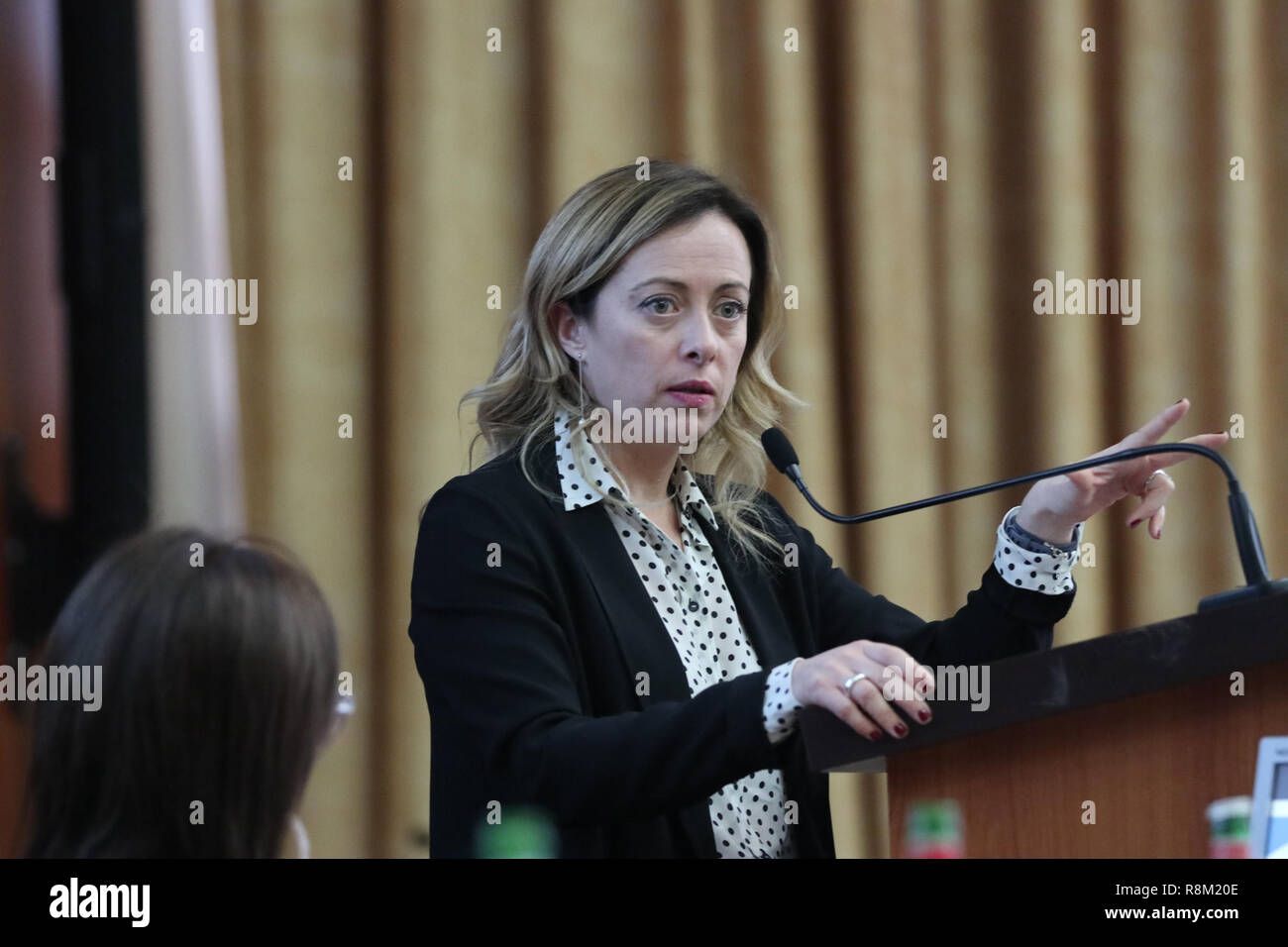 Giorgia Meloni l ex ministro e leader della lingua italiana legge fratelli d'Italia durante il centro congressi della stazione marittima. (Foto di Fabio Sasso / Pacific Stampa) Foto Stock