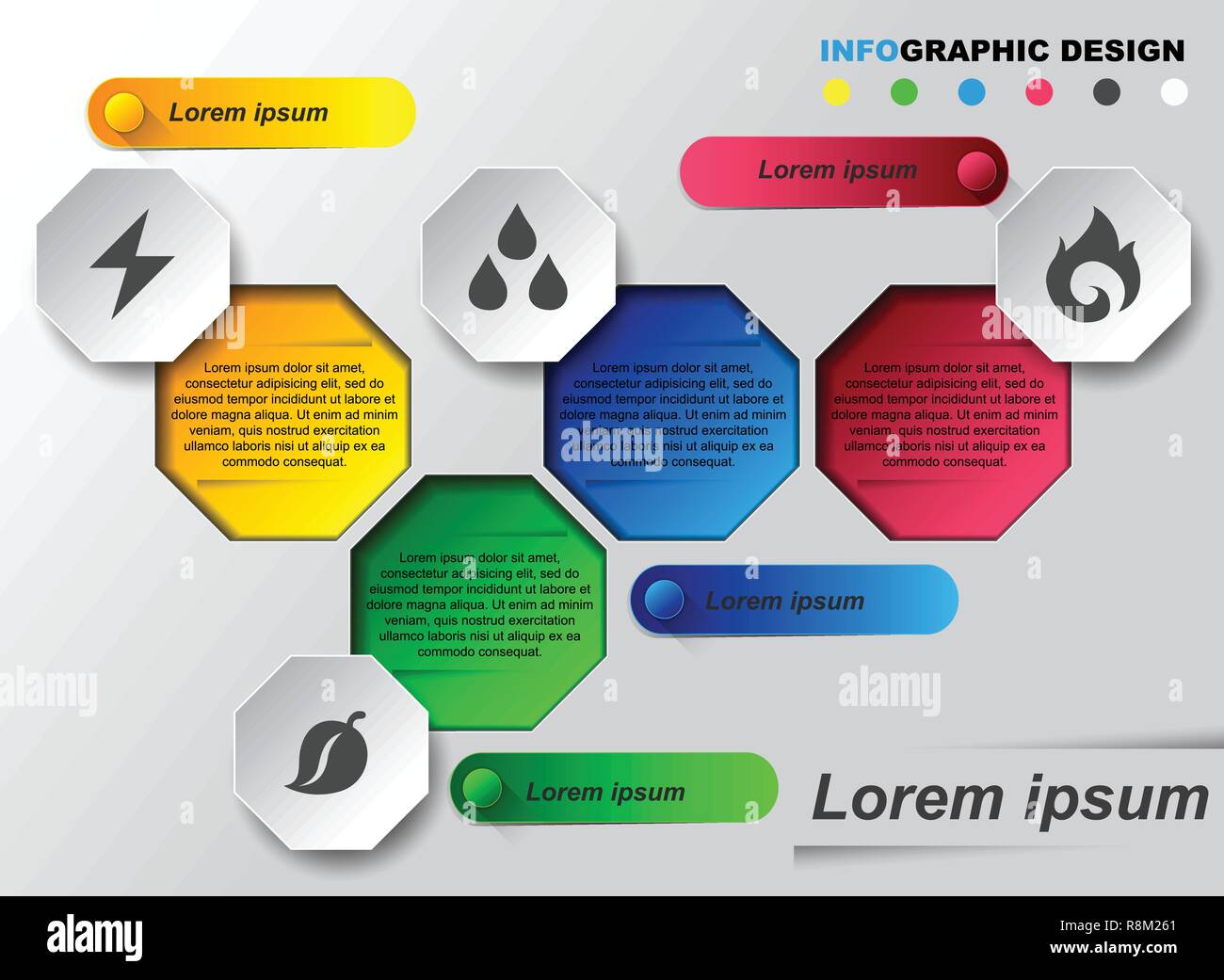 Design Infographics modello. Illustrazione Vettoriale
