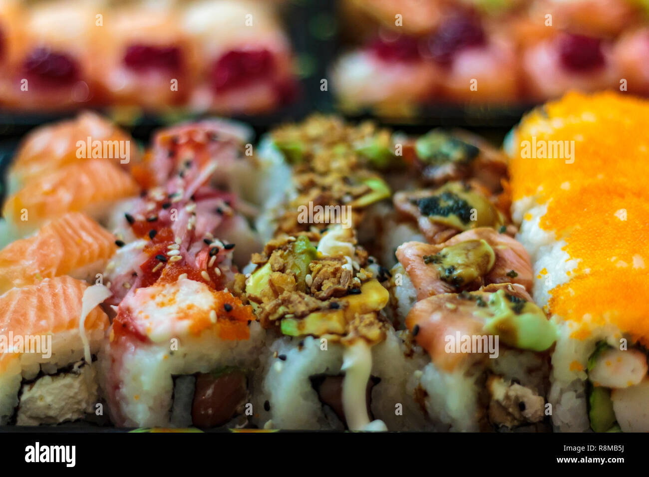 Vari tipi di sushi Foto Stock