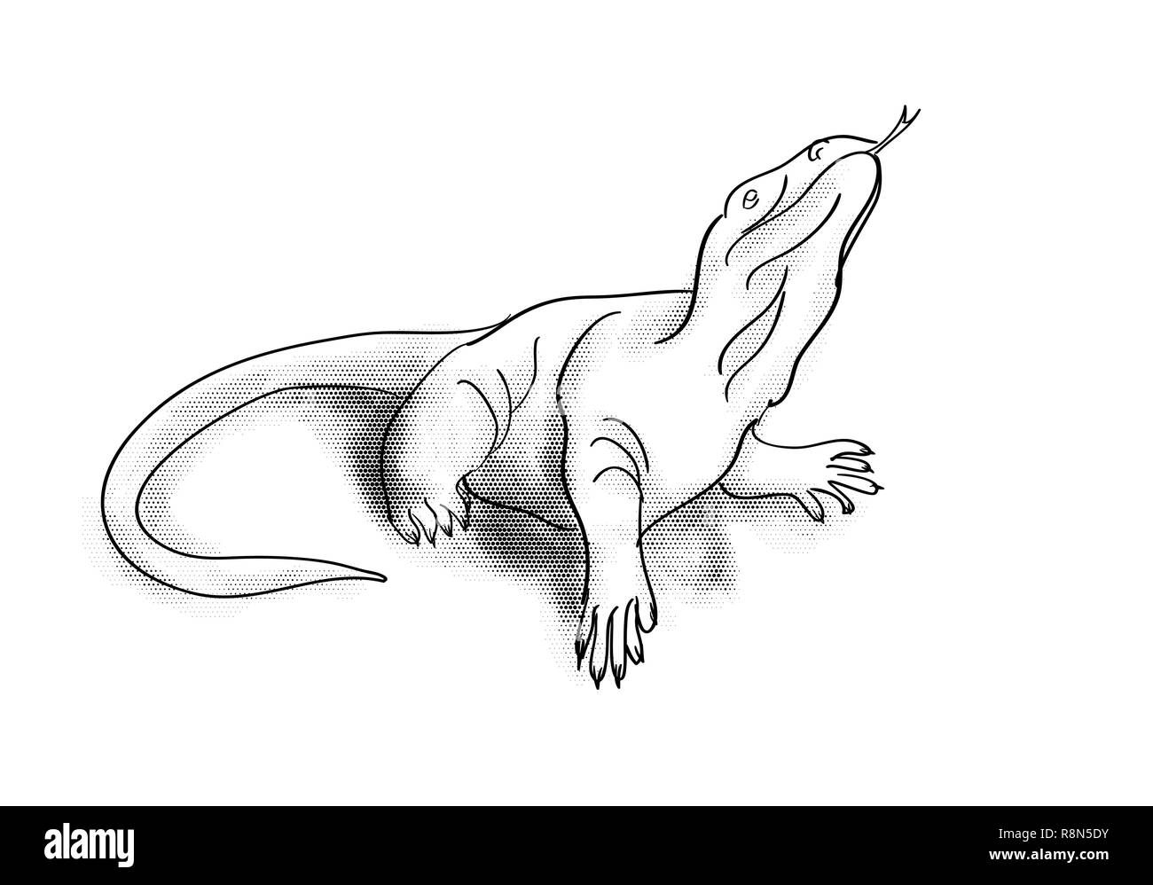 Monitor lizard isolato su uno sfondo bianco Illustrazione Vettoriale