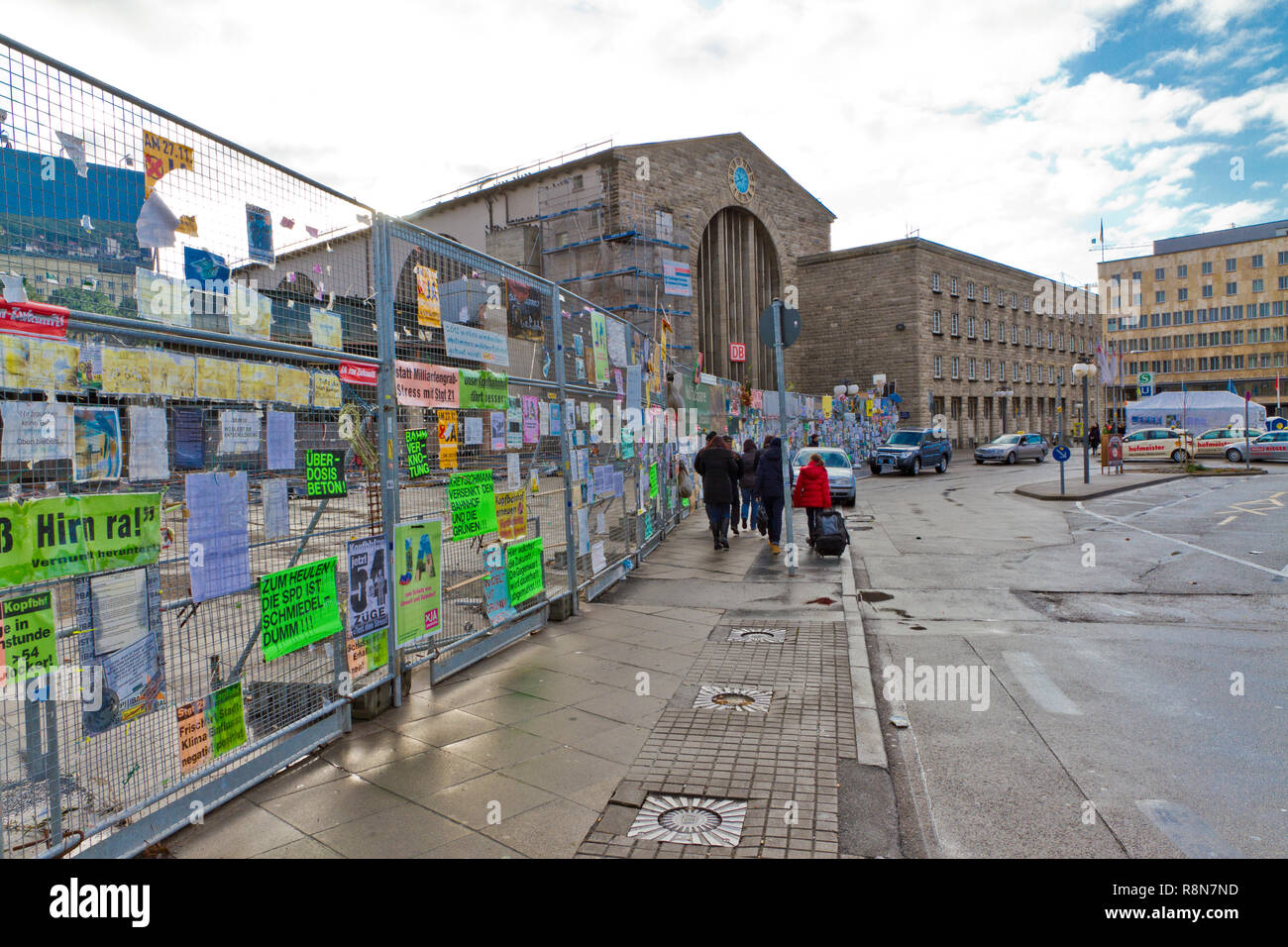 Protesta di Stuttgart 21, progetto ferroviario in Stuttgart, Germania Foto Stock