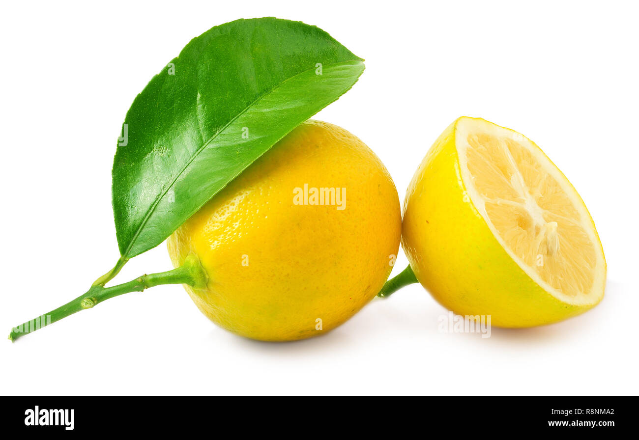 Limone fresco isolato su bianco Foto Stock