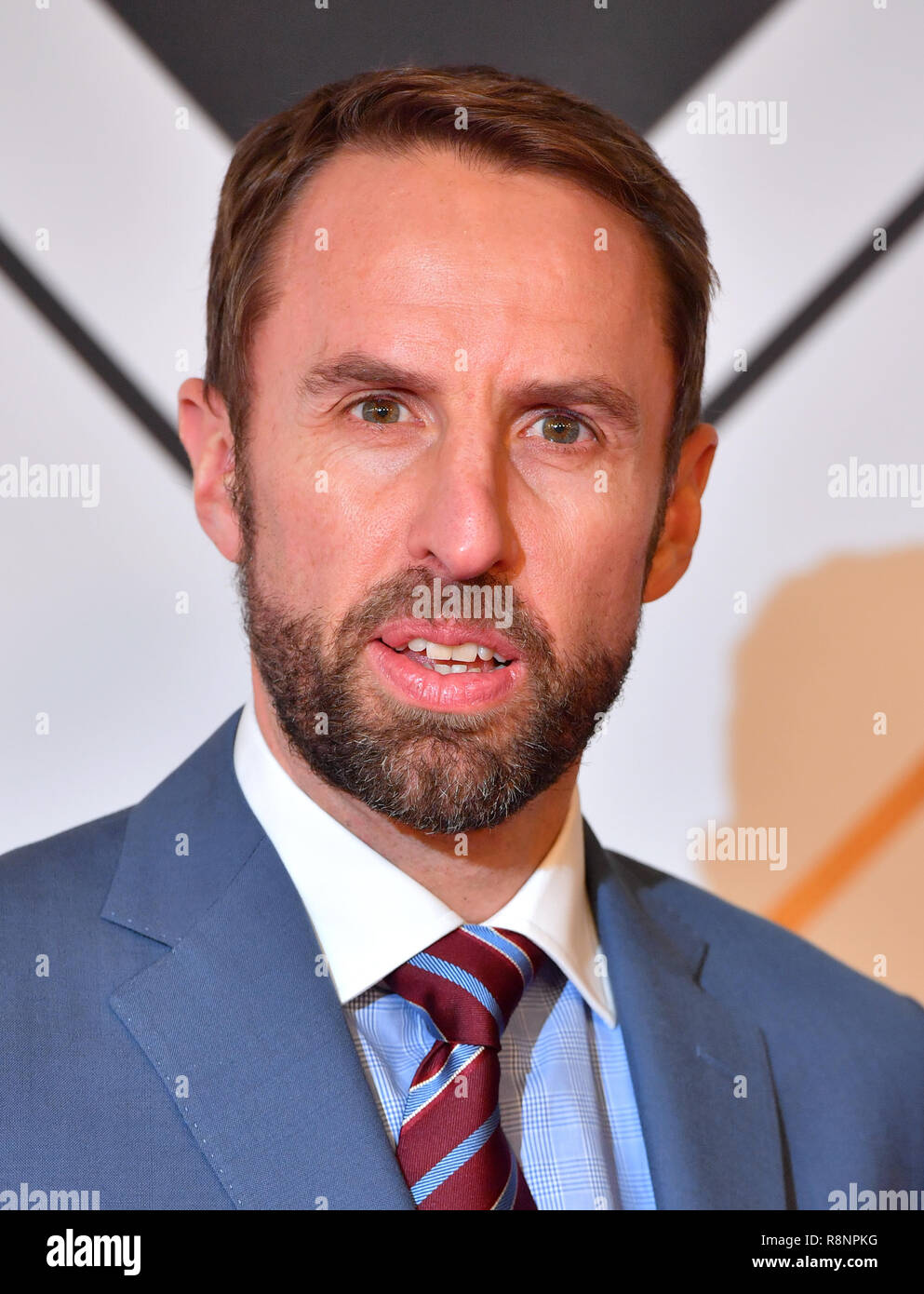 Gareth Southgate durante il tappeto rosso arrivi per la BBC Sports personalità dell'anno 2018 presso la Vox a Resorts World Birmingham. Foto Stock