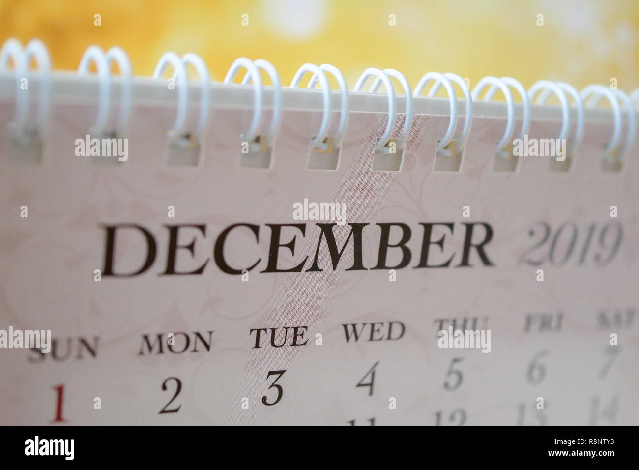 Chiudere il calendario del mese di dicembre 2019 Foto Stock