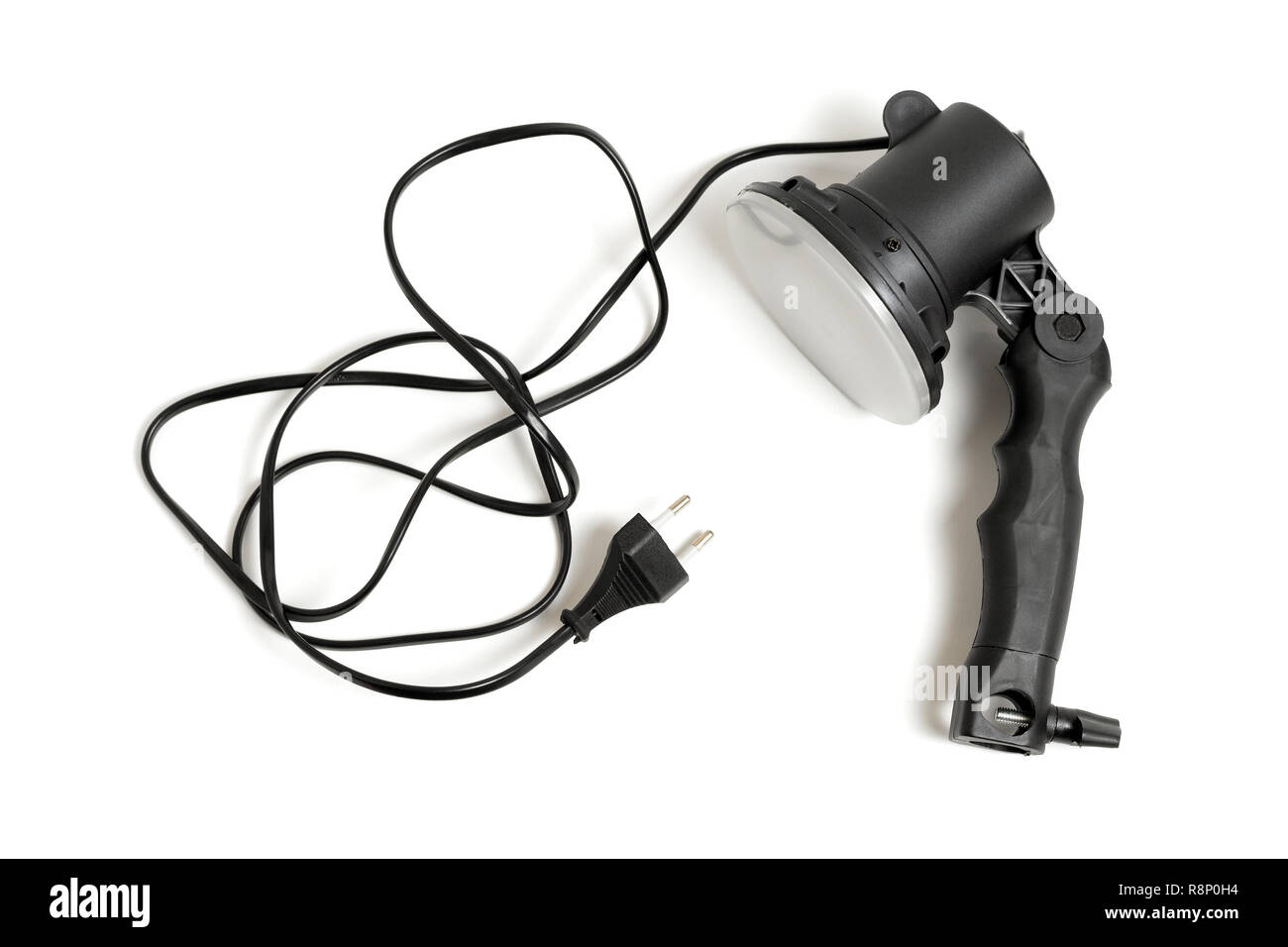 Compatto di luce a LED per la fotografia. Isolato su sfondo bianco. Foto Stock