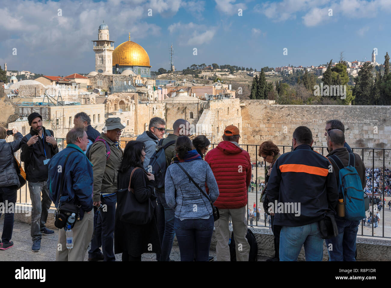 Il muro occidentale è luogo molto popolare per i turisti in Gerusalemme, Israele Foto Stock