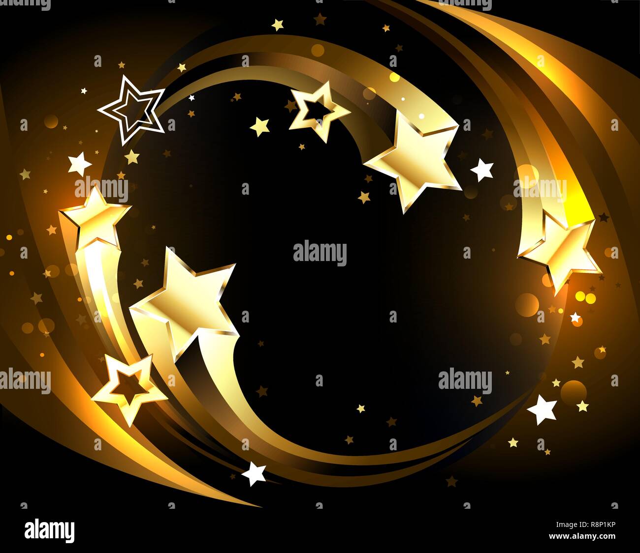 Sfondo incandescente con scintillante, Golden, volare, spumanti comete. Illustrazione Vettoriale