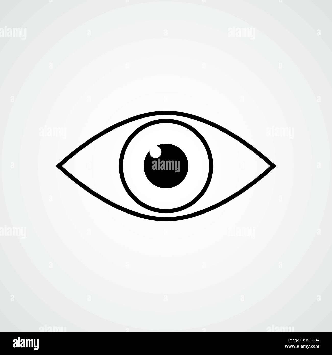 Icona dell'occhio. Illustrazione Vettoriale. Simbolo dell'occhio in design piatto Illustrazione Vettoriale