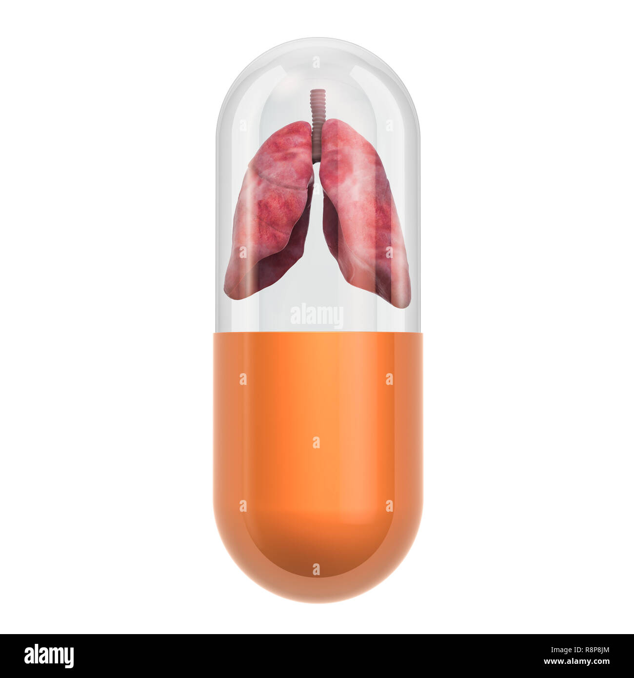 I trattamenti farmaceutici per una malattia polmonare concetto, 3D rendering isolati su sfondo bianco Foto Stock