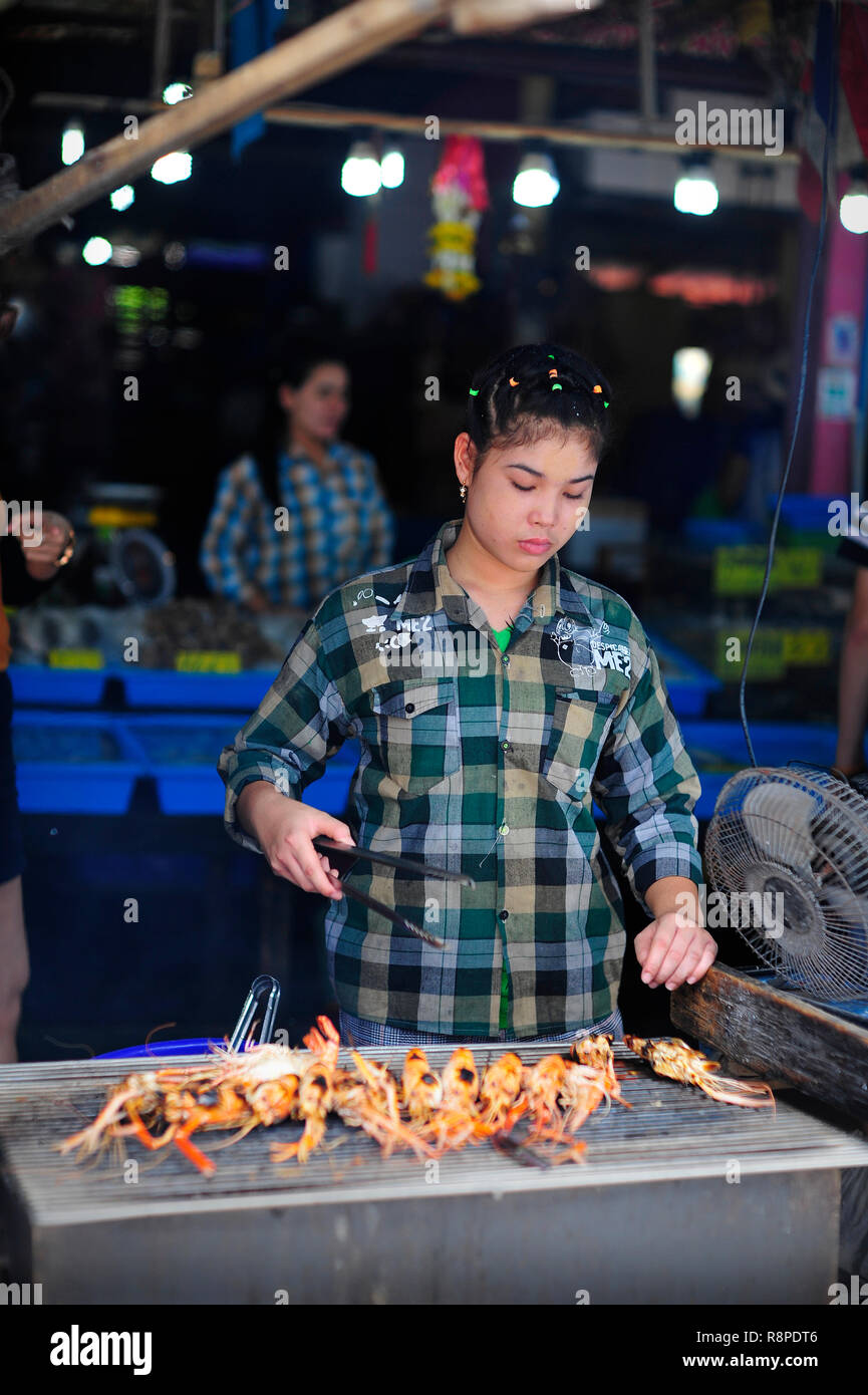 Samaesarn mercato pesce Sattahip Thailandia Foto Stock
