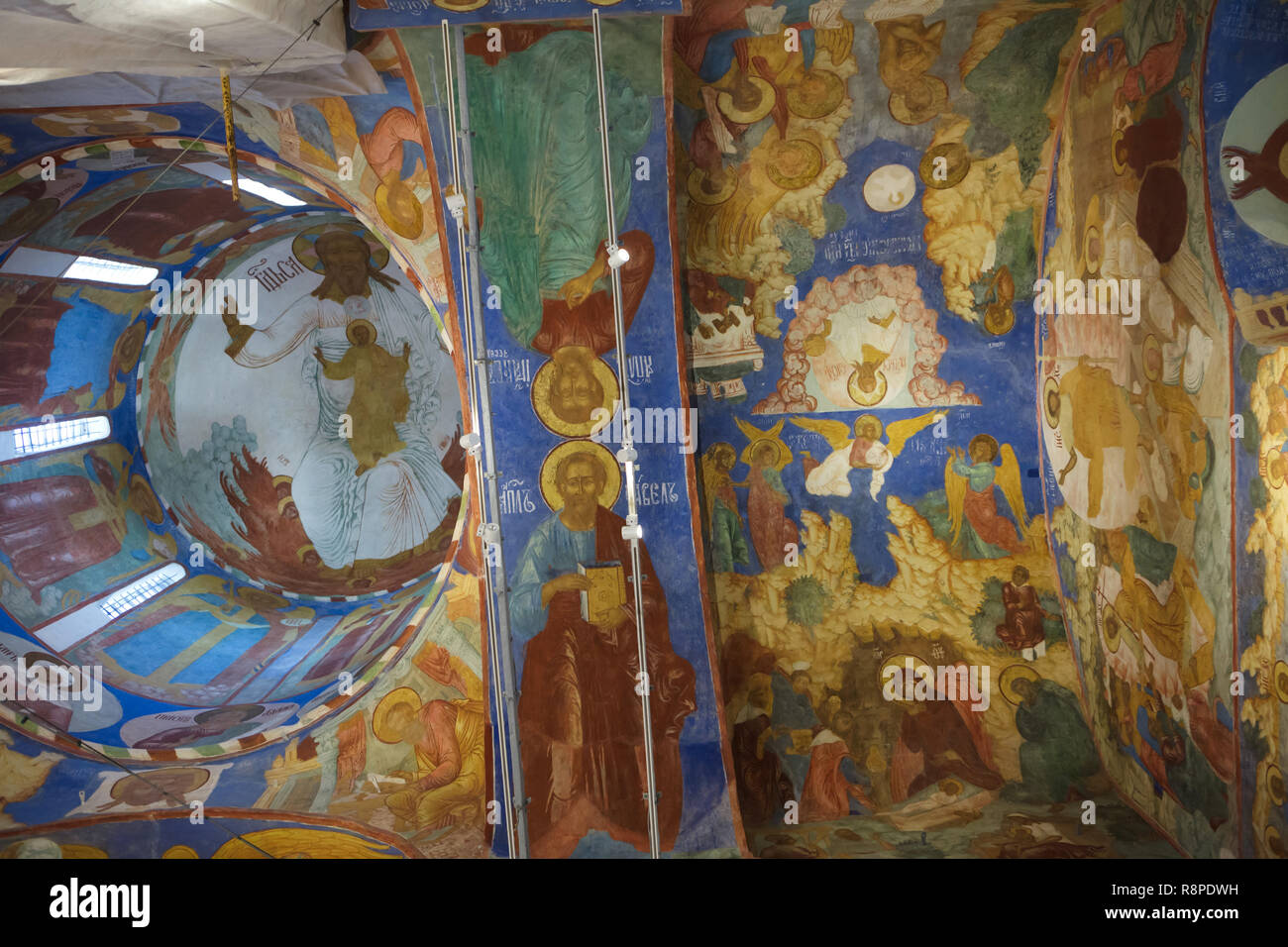 Gli affreschi di icona russa pittori Gury Nikitin e Sila Savin (1689) nella Trasfigurazione nella cattedrale di Saint Euthymius' Monastero a Suzdal, Russia. Foto Stock