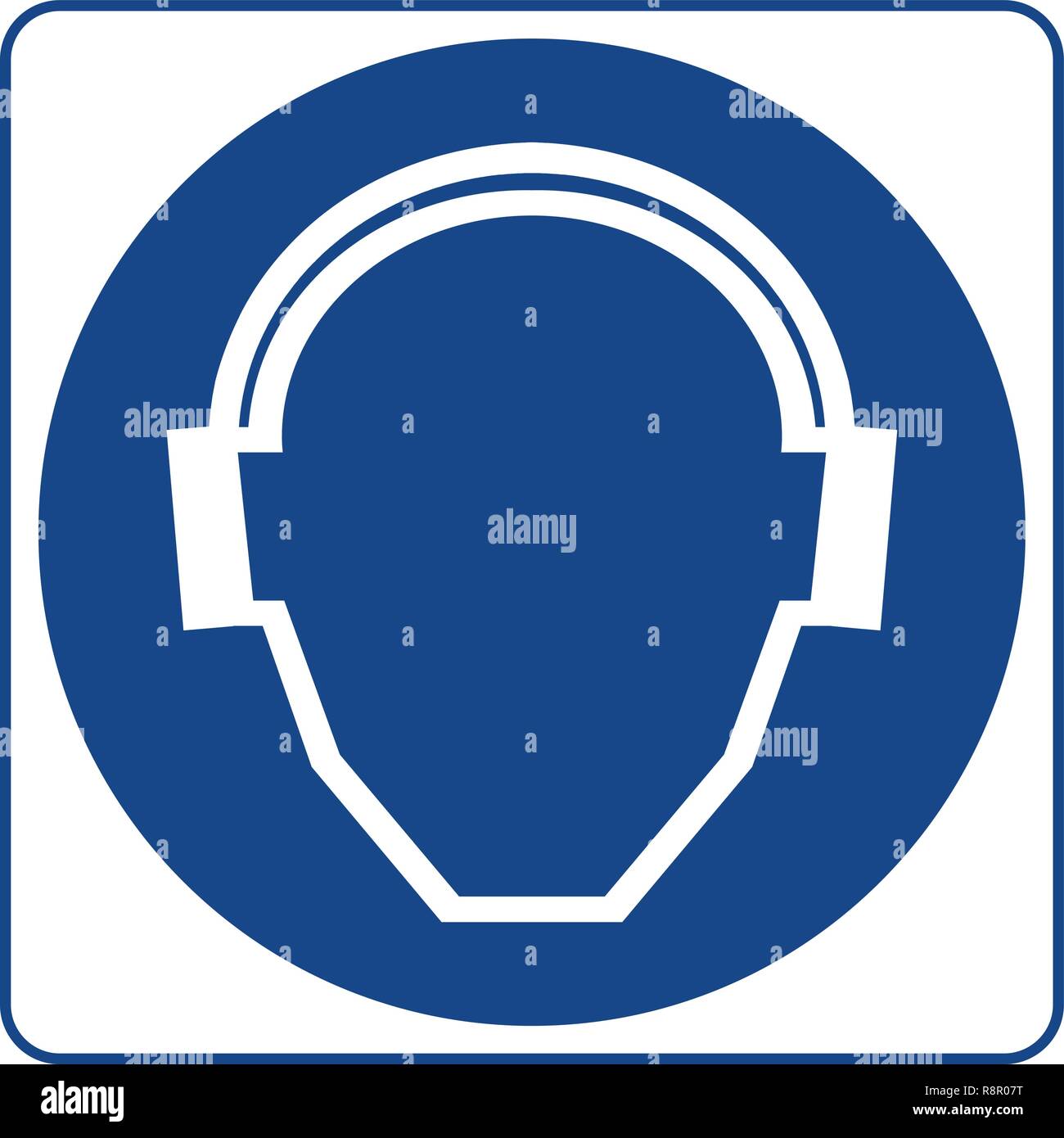 Segnali obbligatori - orecchie protezione deve essere indossato in quest'area. Illustrazione Vettoriale