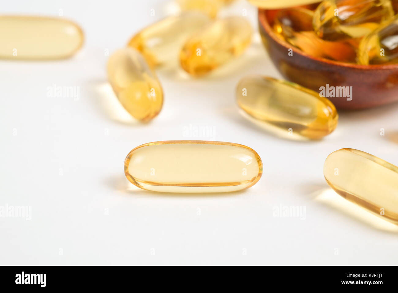 Olio di pesce omega 3 capsule Foto Stock