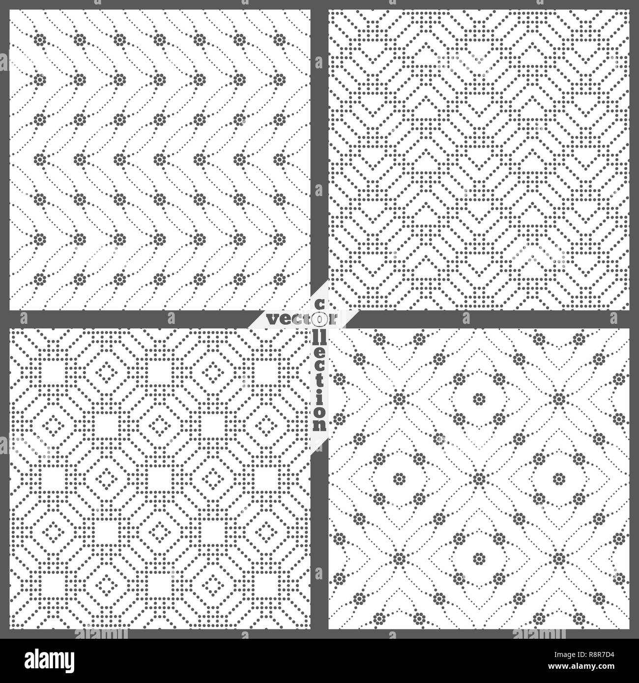 Set di vettore modelli senza giunture. Abstract sfondi tratteggiata. Ripetere moderno ed elegante texture. Graphic design elemento Illustrazione Vettoriale