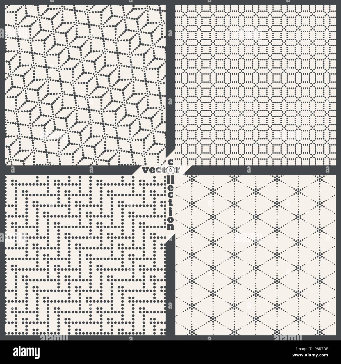 Set di vettore modelli senza giunture. Abstract sfondi tratteggiata. Ripetere moderno ed elegante texture. Graphic design elemento Illustrazione Vettoriale