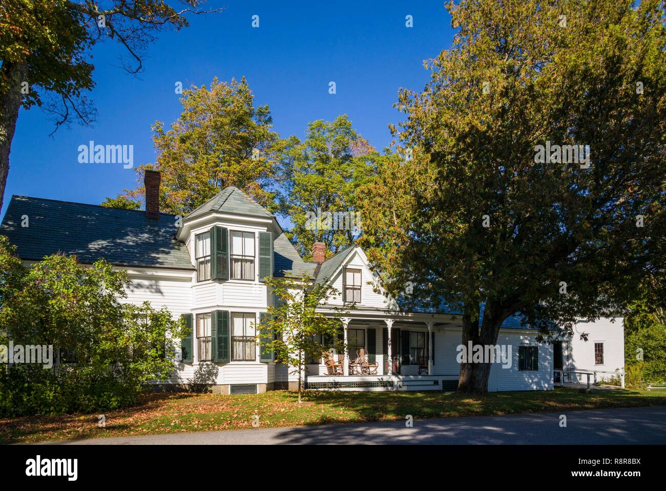 Stati Uniti, New England, Vermont, Plymouth tacca, Presidente Calvin Coolidge sito storico dello stato, il villaggio fu il luogo di nascita del presidente USA Calvin Coolidge, Coolidge Homestead esterno Foto Stock
