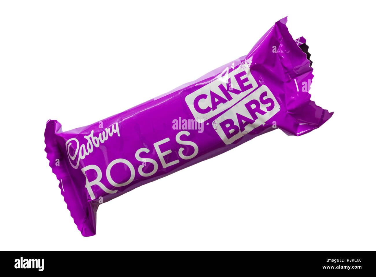 Cadbury Rose bar torta di nocciole sapore vortice isolati su sfondo bianco Foto Stock