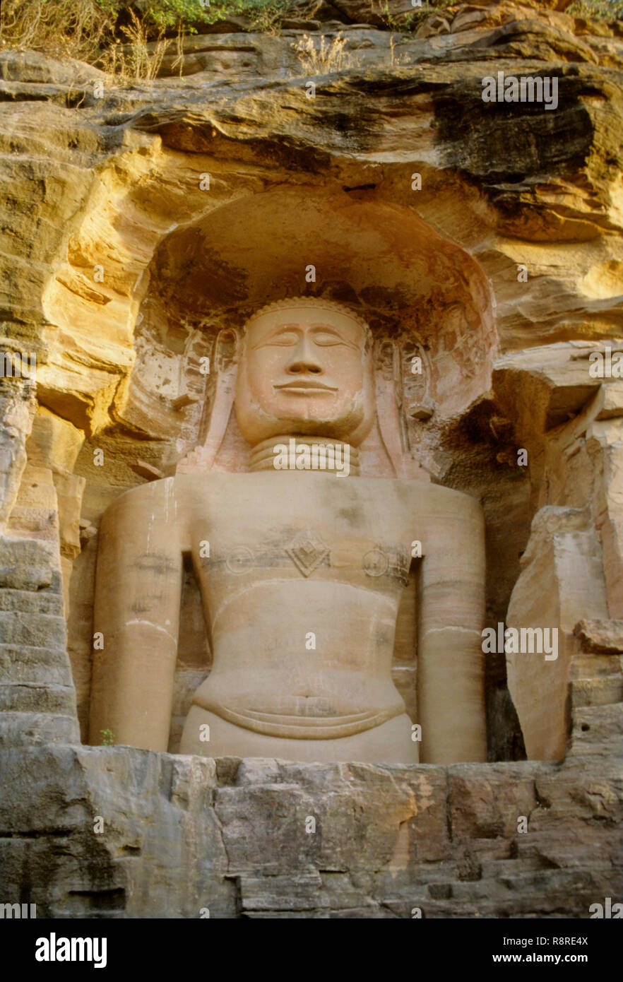 Statua scolpita, Gwalior, Madhya Pradesh, India Foto Stock