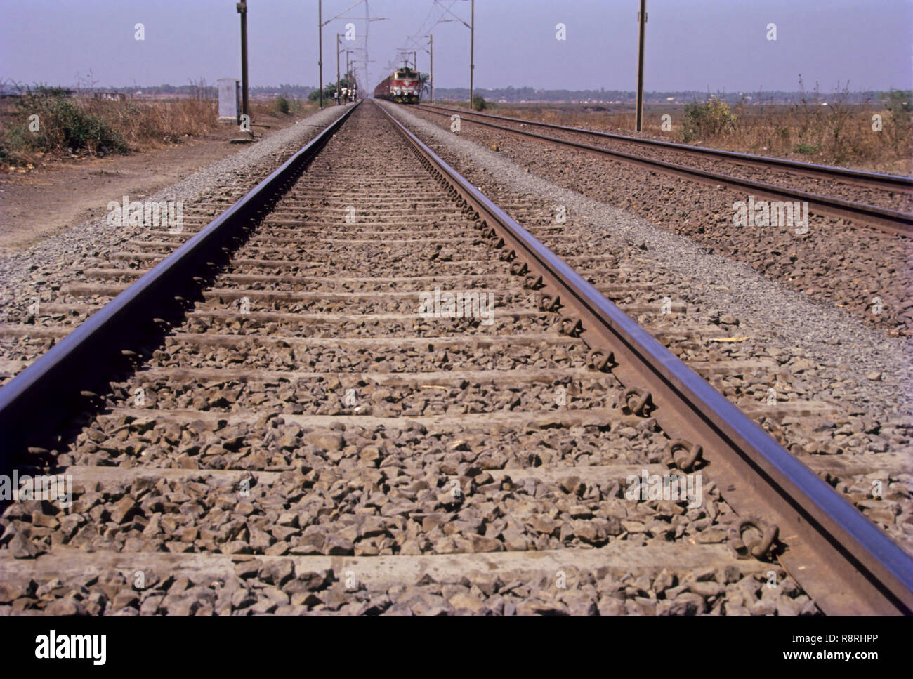 I treni vuoti ferrovie via Foto Stock