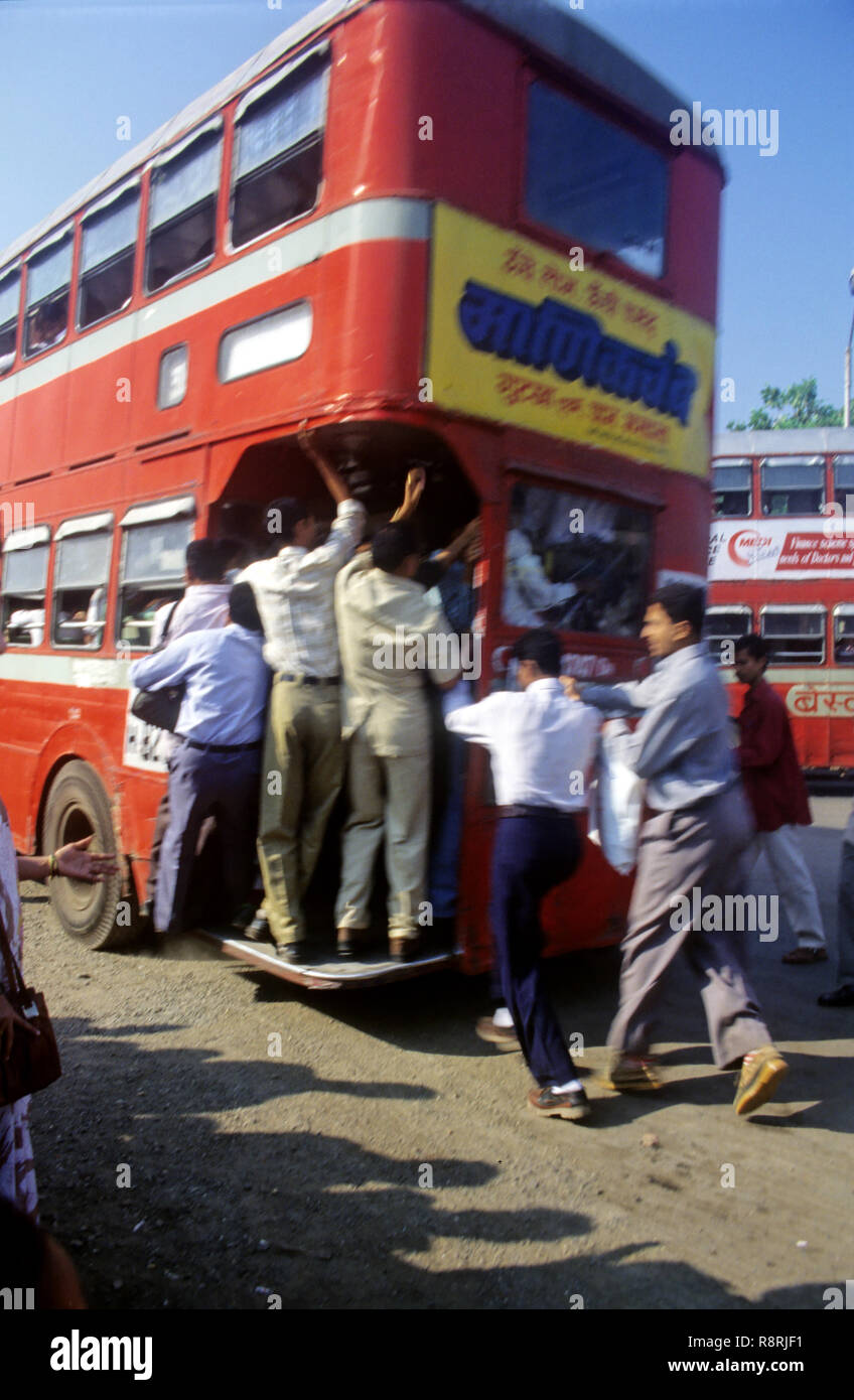 BEST Bus Crowd, Bombay, Mumbai, Maharashtra, India, Asia Foto Stock