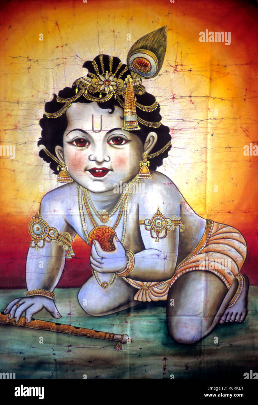 Lord Bal Krishna pittura, India, Asia Foto Stock