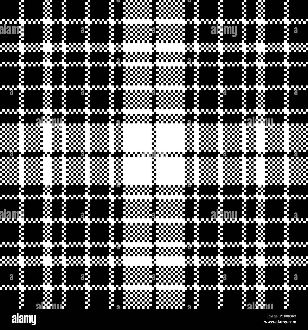 Controllare bianco nero plaid seamless pattern. Illustrazione Vettoriale. Illustrazione Vettoriale
