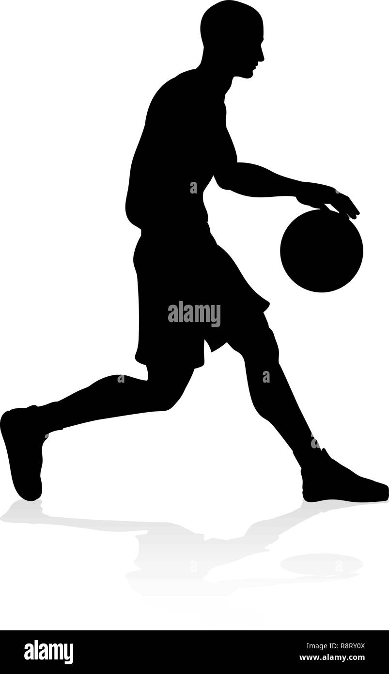 Lettore Basketballl silhouette Illustrazione Vettoriale