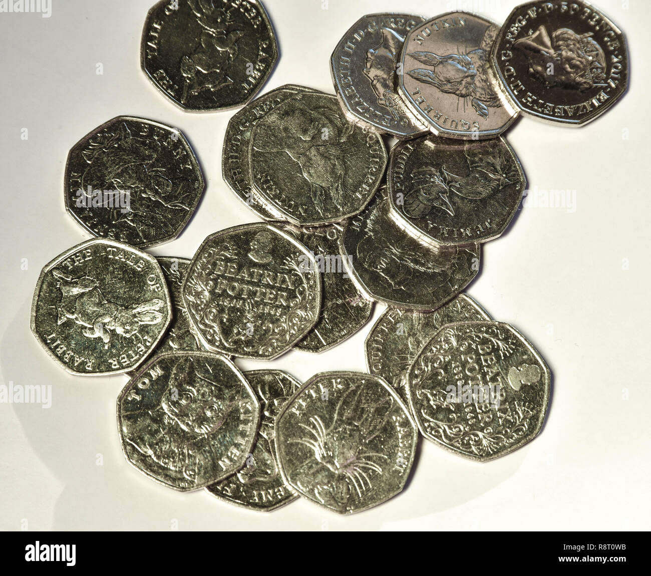 Beatrix Potter celebrazione uk 50p delle monete in euro Foto Stock