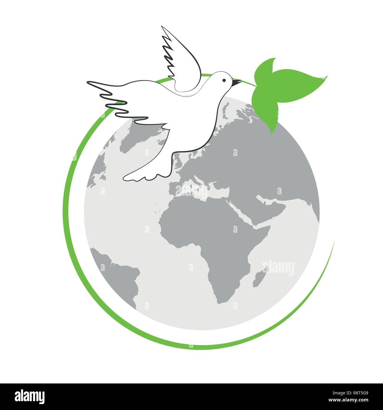 Massa e bianco colomba della pace con foglia verde illustrazione vettoriale EPS10 Illustrazione Vettoriale