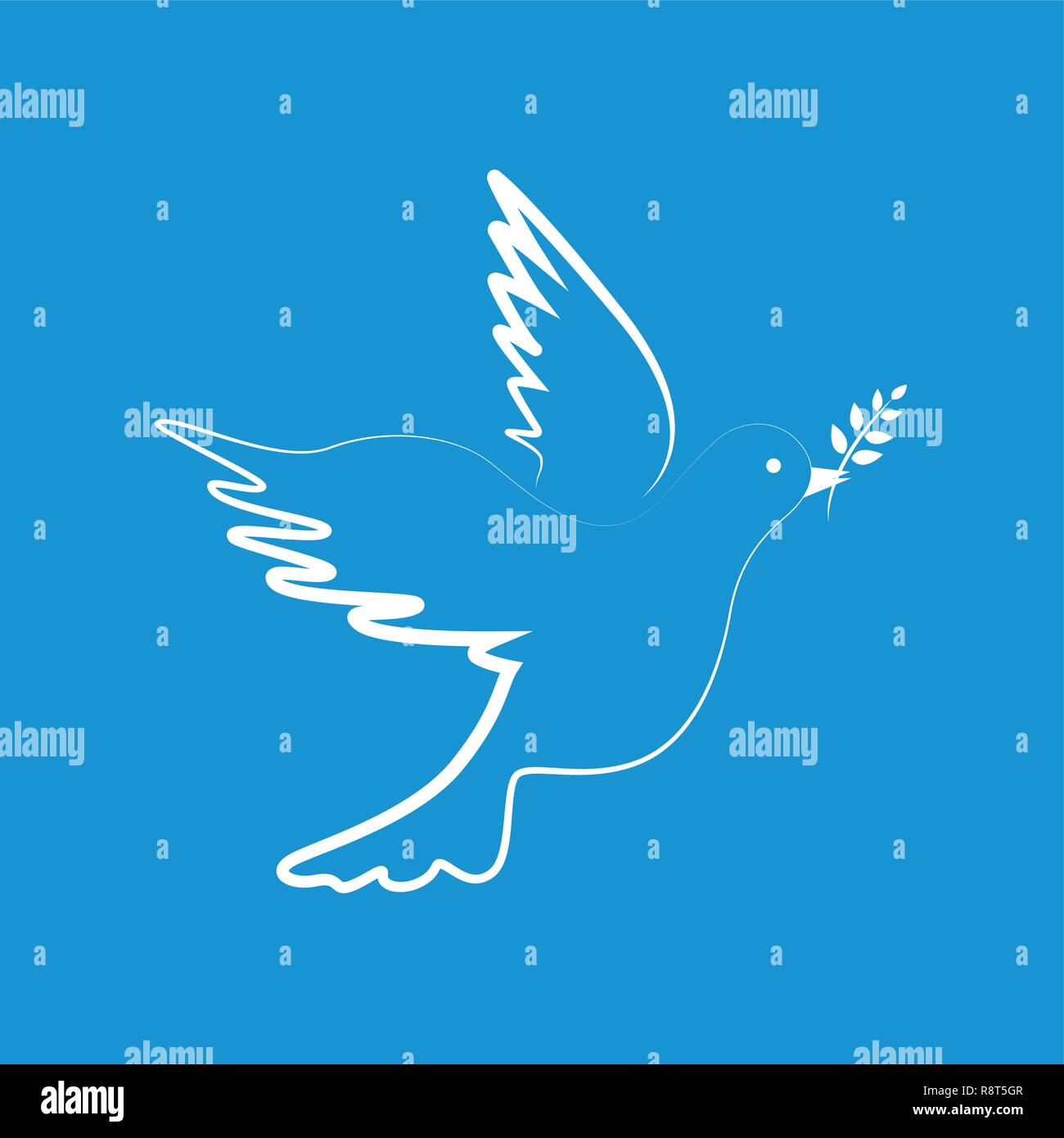 Bianco colomba della pace su sfondo blu illustrazione vettoriale EPS10 Illustrazione Vettoriale