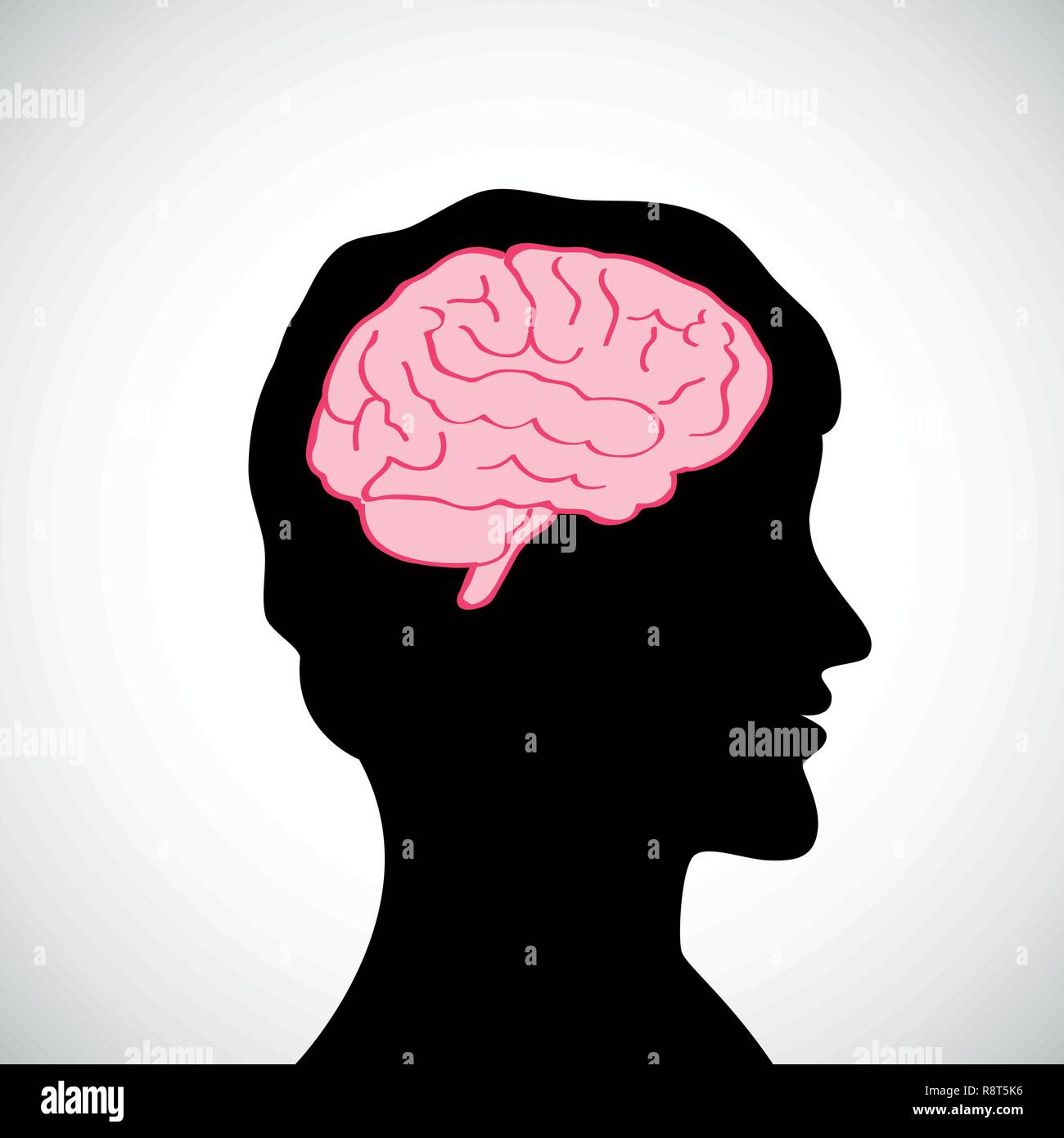 Uomo con big brain silhouette illustrazione vettoriale Illustrazione Vettoriale