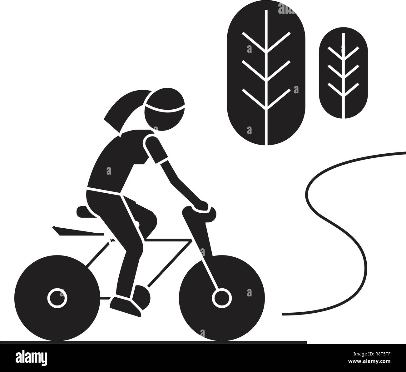 Campagna in bicicletta nero concetto vettoriale icona. Campagna in bicicletta illustrazione piana, segno Illustrazione Vettoriale