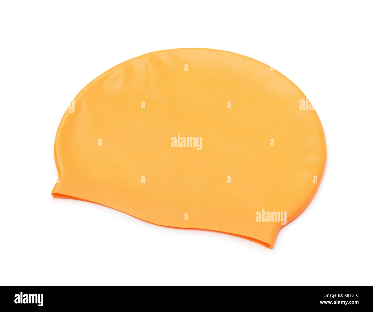 Silicone arancione swim cap isolato su bianco Foto Stock
