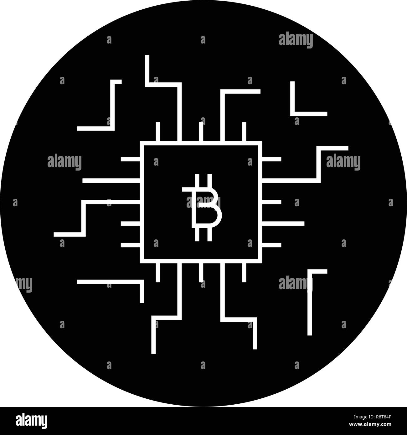 Concetto di Fintech nero concetto vettoriale icona. Concetto di Fintech illustrazione piana, segno Illustrazione Vettoriale