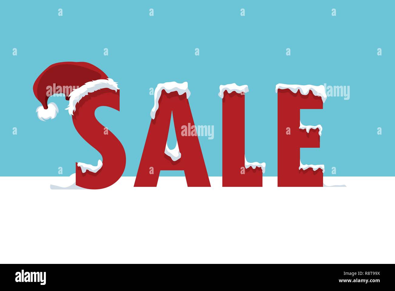 Le lettere di vendita carta con neve natalizia Illustrazione Vettoriale