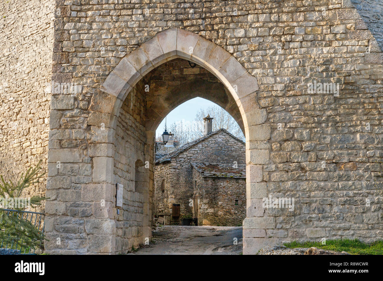 Francia, Aveyron, Causses e Cévennes, Mediterraneo paesaggio culturale di agro-pastorizia, classificato come patrimonio mondiale dall UNESCO, il Causse du Larzac, Foto Stock